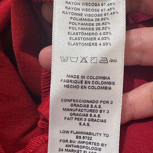 Anthroplogie Red Paperbag Wide-Leg Trousers With Pockets Office, XS (2) NWOT - Picture 9 of 11